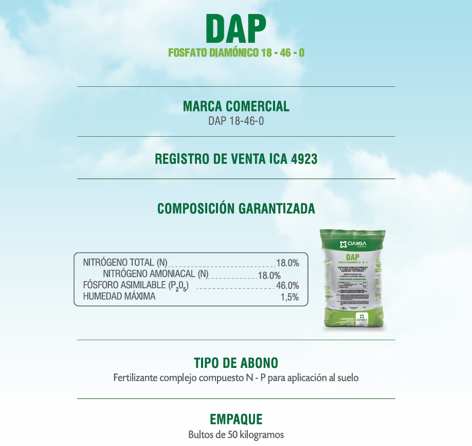 ABONOS CIAMSA DAP 18-46-0 50 KG - Imagen 2