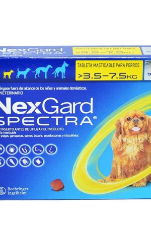 NEXGARD SPECTRA 3.6-7.5 KG TALLA S AMARILLO AFOXOLANER 1875 MG Y MILBEMICINA OXIMA 375 MG