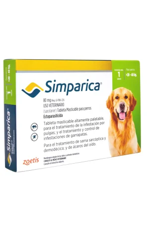 SIMPARICA 80 MG PASTILLA 20 - 40 KG SAROLANER 80 MG