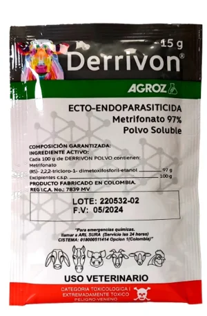 DERRIVON 15 GRS METRIFONATO 97% ECTO-ENDO PARASITICIDA (AGROZ)