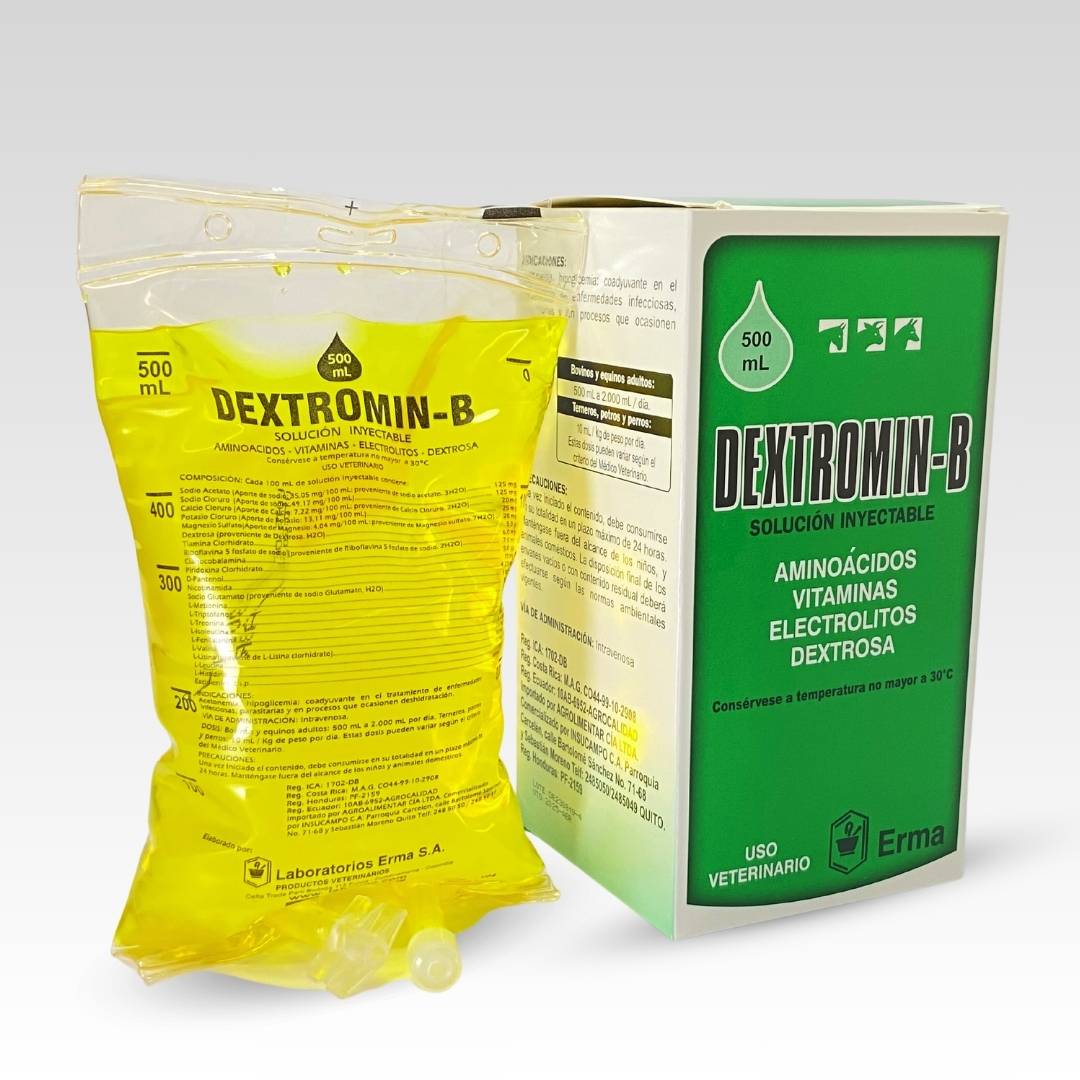 DEXTROMIN B 500 ML EN CAJA AMINOACIDOS + VITAMINAS + ELECTROLITOS + DESTROSA