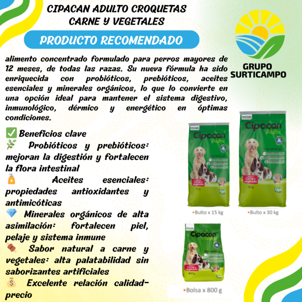 CIPACAN ADULTO CROQUETAS CARNE Y VEGETALES - Imagen 3