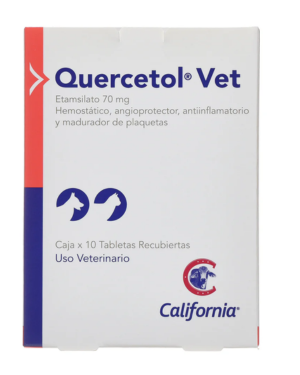 QUERCETOL 70 MG CAJA 10 TABLETAS ETAMSILATO (CICLONAMINA) 70 MG HEMOSTATICO
