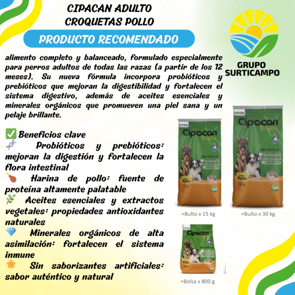 CIPACAN ADULTO CROQUETAS POLLO - Imagen 3