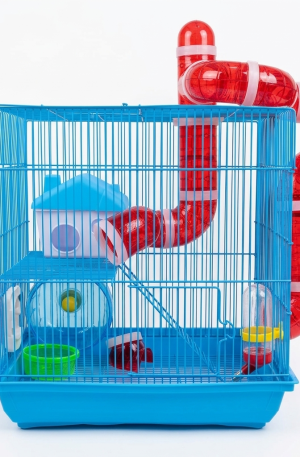 JAULA PARA HAMSTER CON RODADERO Y RUEDA 37X28X35