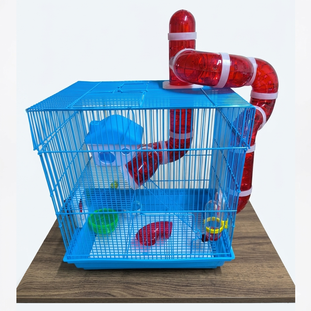 JAULA PARA HAMSTER CON RODADERO Y RUEDA 37X28X35 - Imagen 3