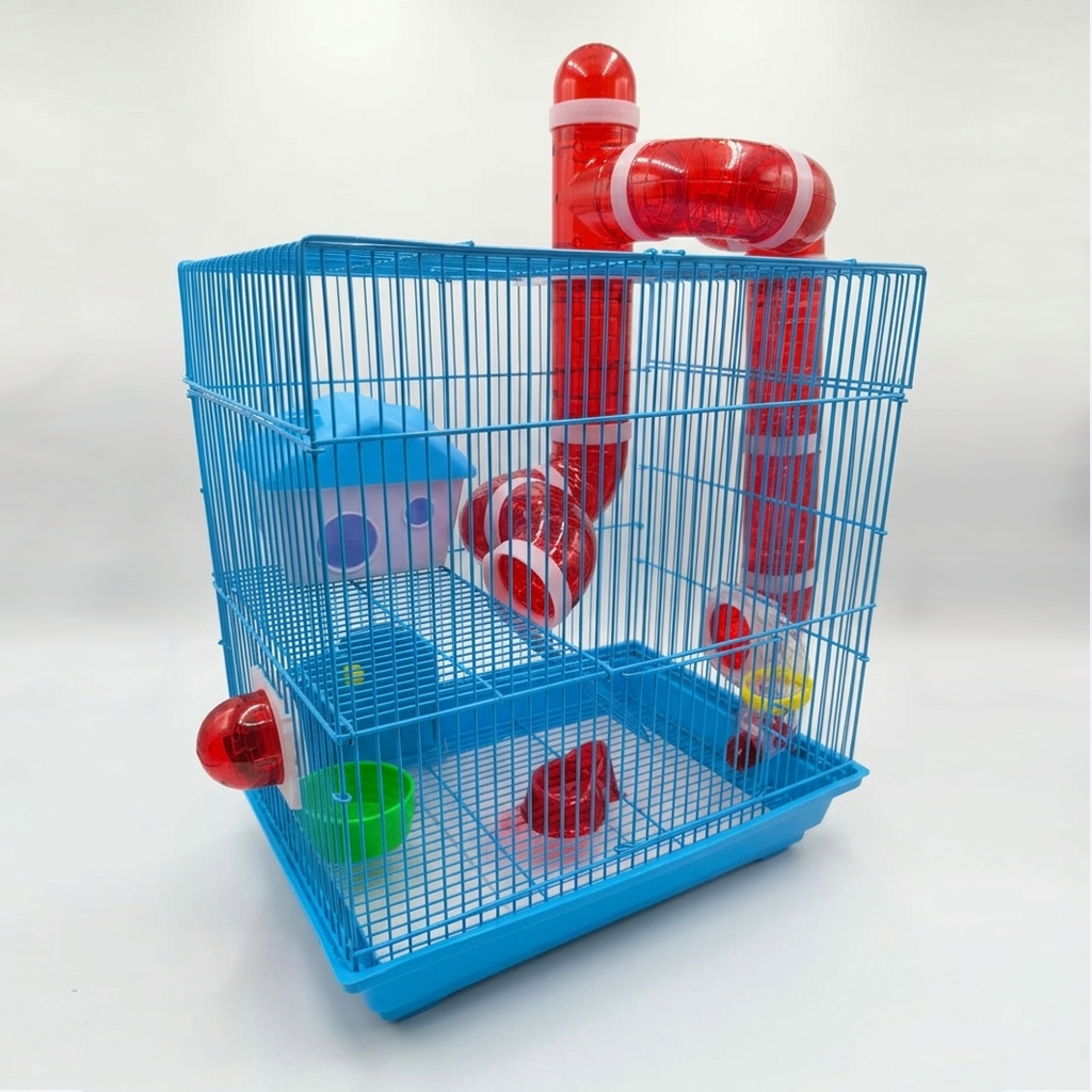 JAULA PARA HAMSTER CON RODADERO Y RUEDA 37X28X35 - Imagen 2